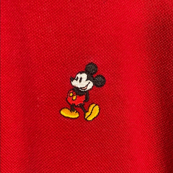 Disney Parks Men’s XL Polo Shirt Red Mickey Mouse Embroidered Cotton Blend - Picture 3 of 10